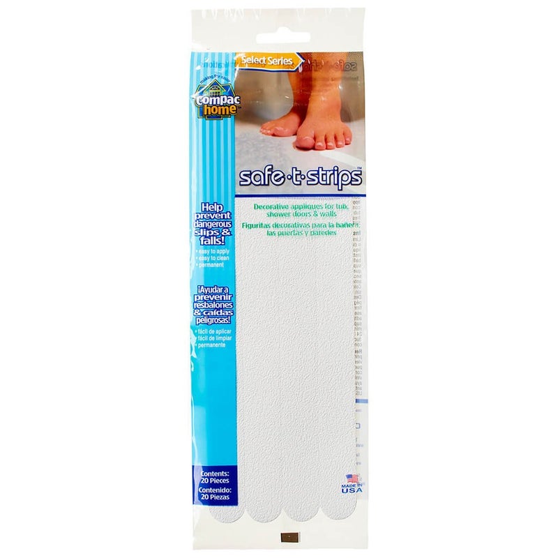 COMPAC HOME Select Safe-T-Strips, Functional Bath Appliques for Tubs & Showers, Bath Stickers Non-Slip Keep Children, Elderly Safe From Slipping, 20 Count, White (31120) - Image 1